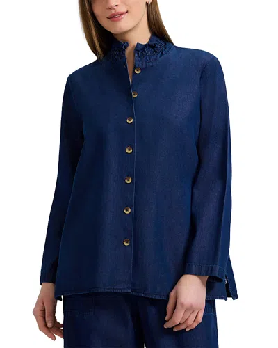 Foxcroft Carolina Long Sleeve Denim Shirt In Blue