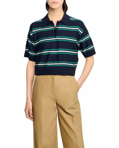 Sandro Polo Neck Sweater In Blue