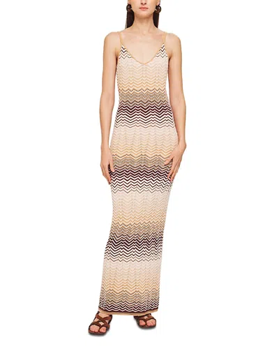 Ronny Kobo Vuolo Wavy Knit Dress In Brown