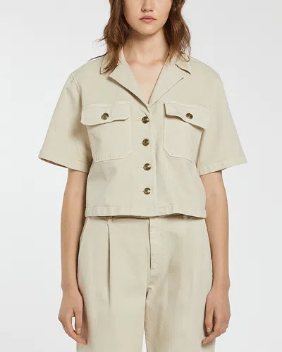 Marella Pescia Short Sleeve Denim Jacket In Sand In Neutral