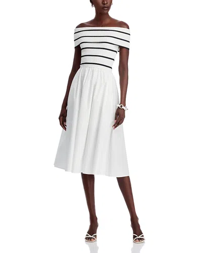 Milly Off-the-shoulder Midi Dress In White