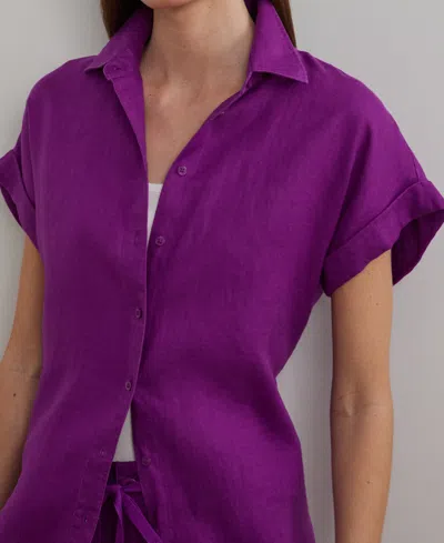 Ralph Lauren Petite Dolman Sleeve Linen Top