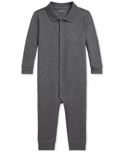 Polo Ralph Lauren Baby Cotton Polo Coverall In Gray