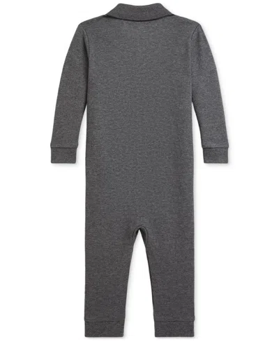 Polo Ralph Lauren Baby Cotton Polo Coverall In Gray