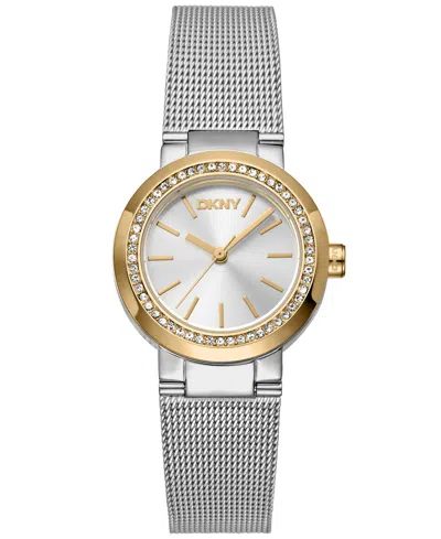 Dkny Women's Eastside Mini Silver Dial Gold Tone Case On Stainless Steel Bracelet Watch 28mm