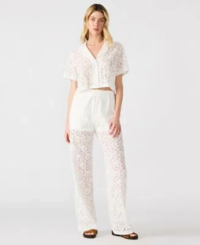 Steve Madden Womens Sandra Venetia Lace Button Front Shirt Wide Leg Pants