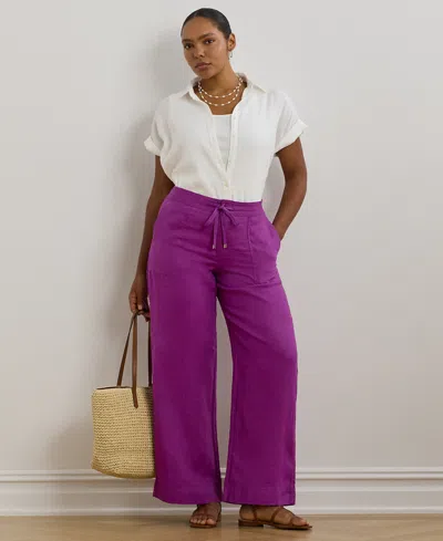 Ralph Lauren Plus-size 100% Linen Wide-leg Pants