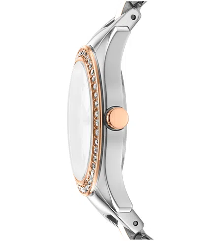 Dkny Women's Astoria Midi Glitz Silver Dial Rose Gold-two-tone Stainless Steel Bracelet Watch 33mm