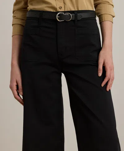 Ralph Lauren Petite Stretch Chino Wide-leg Cropped Pants In Black