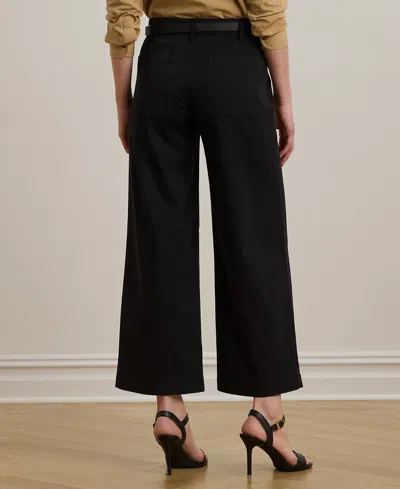 Ralph Lauren Petite Stretch Chino Wide-leg Cropped Pants In Black