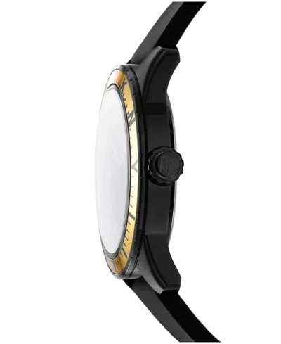 Dkny Men's Crosby Sport Black Dial Yellow Bezel Black Silicone Strap Watch 42mm
