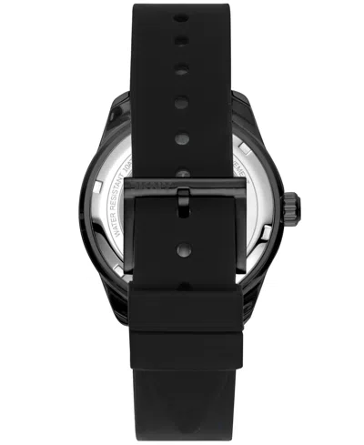 Dkny Men's Crosby Sport Black Dial Yellow Bezel Black Silicone Strap Watch 42mm