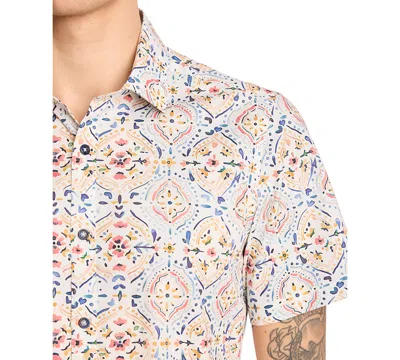 Paisley & Gray Sawyer Short Sleeve Stretch Cotton Button-up Shirt In Neutral