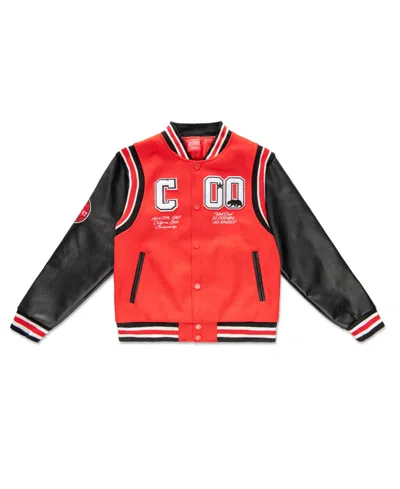 Ring Of Fire Big Boys Stallion Woolen Varsity Jacket In Black