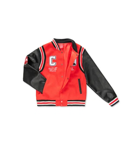 Ring Of Fire Big Boys Stallion Woolen Varsity Jacket In Black