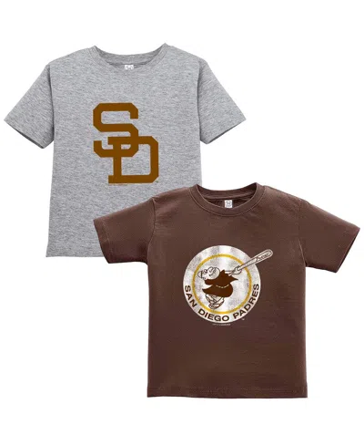 Soft As A Grape Toddler 2-pack Brown/gray San Diego Padres Cooperstown Collection T-shirt Set In Brown