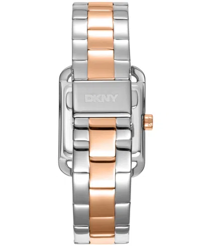 Dkny Women's City Glitz Silver Dial Red Gold-two-tone Stainless Steel Bracelet Watch 27x34.5mm