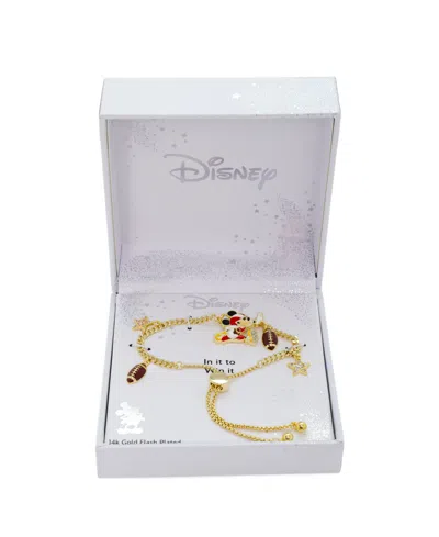 Disney Cubic Zirconcia Mickey Mouse Football Charm Bolo Bracelet