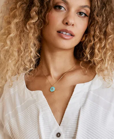 Brook & York Gold Plated Cali Enamel Short Pendant Locket Necklace