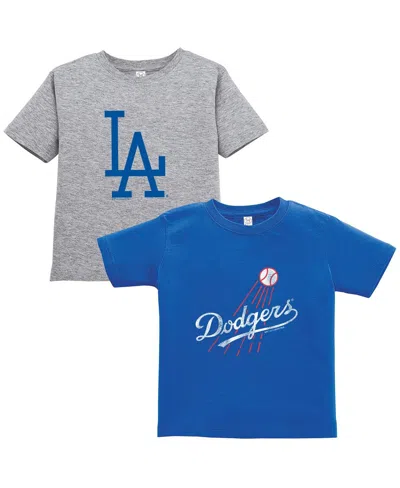 Soft As A Grape Toddler Royal/gray Los Angeles Dodgers Cooperstown Collection T-shirt, Set Of 2 In Blue