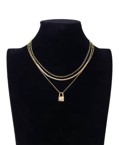 Unwritten Cubic Zirconia Love Locket Pendant Layered Necklace Set