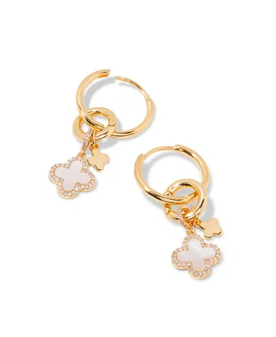 Brook & York Brook And York Chatham Mother-of-pearl Clover Charm Huggie Hoop Earrings