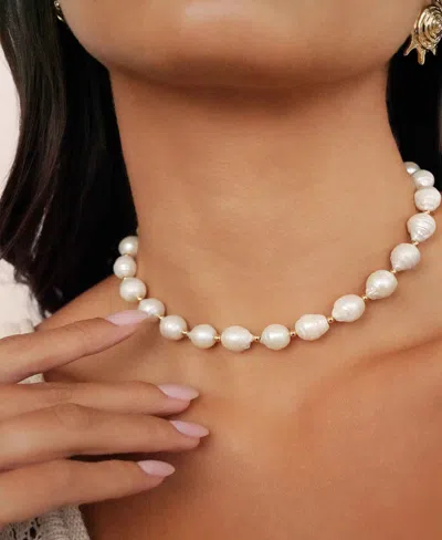 Ettika Freshwater Mother Of Pearl Choker Necklace In White
