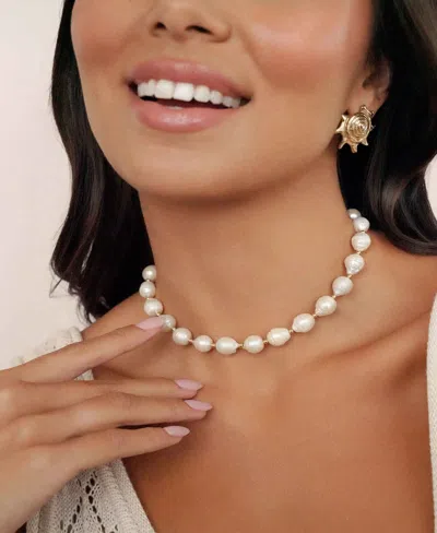 Ettika Freshwater Mother Of Pearl Choker Necklace In White