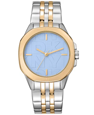 Dkny Women's Brooklyn Midi Light Blue Dial Gold Two-tone Stainless Steel Bracelet Watch 34mm