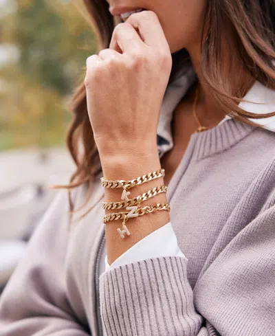 Brook & York Gold Plated Ella Crystal Initial Chain Bracelet