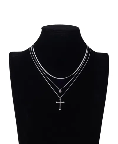 Unwritten Cubic Zirconia Cross Pendant Layered Necklace Set