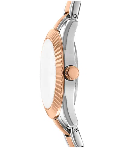 Dkny Women's Chambers Glitz Silver Dial Red Gold-two-tone Stainless Steel Bracelet Watch 30mm