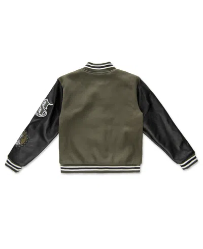 Ring Of Fire Big Boys Nyc Woolen Varsity Jacket In Green