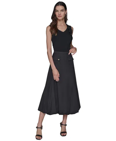 Karl Lagerfeld Women's Pocket-front Cotton Midi Bubble Skirt