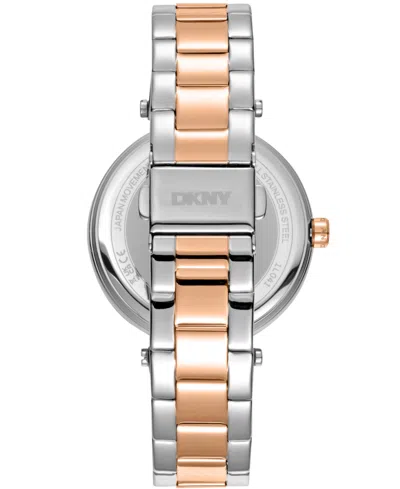 Dkny Women's Essential Logo Dark Blue Dial Red Gold Two-tone Stainless Steel Bracelet Watch 38mm