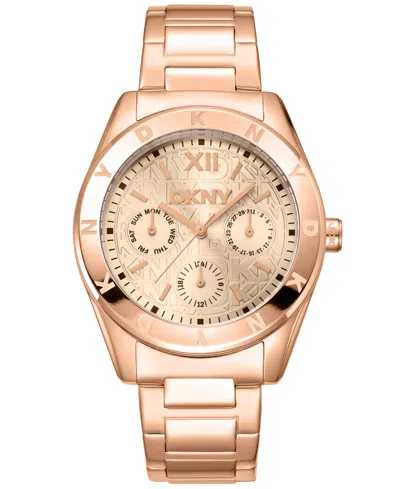 Dkny Women's Chambers Multi Sport Chronograph Rose Gold-tone Stainless Steel Bracelet Watch, 36mm