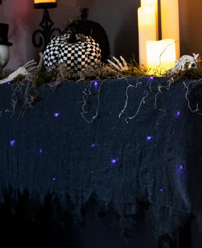 Northlight 7075" Lighted Raggedy Halloween Valance With Purple Led Lights In Black