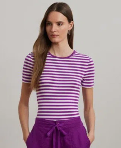 Ralph Lauren Petite Striped Stretch Cotton Crewneck Tee