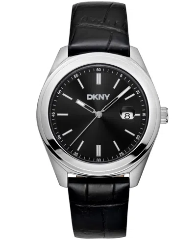 Dkny Men's Modernist Classics Dark Blue Leather Strap Watch, 40mm