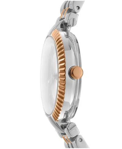 Dkny Women's Essential Glitz Silver Dial Red Gold-two-tone Stainless Steel Bracelet Watch 30mm