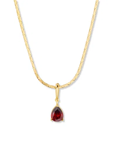 Brook & York Gold Plated Melrose Teardrop Birthstone Short Pendant Necklace