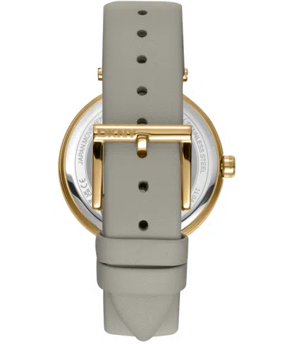 Dkny Women's Essential Logo Gray Leather Strap Watch, 38mm