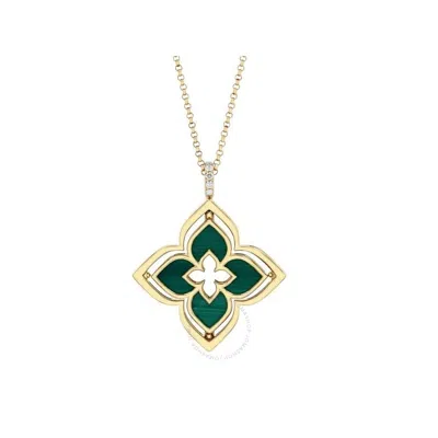 Roberto Coin Venetian Princess Pirouette Diamond Pave & Malachite Pendant In Yellow Gold