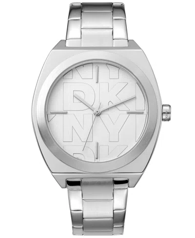Dkny Logo Broadway Maxi Silver Womens Watch