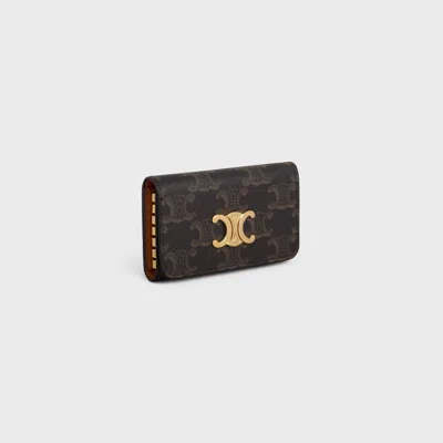 Celine Key Case Triomphe In Triomphe Canvas