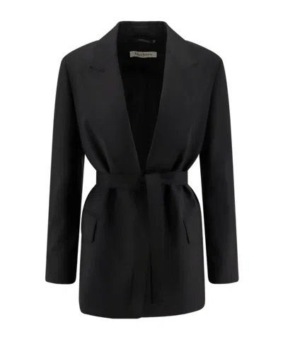 Max Mara Women Black Canvas Talento Belted Blazer In Black