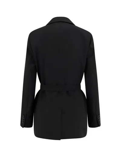 Max Mara Women Black Canvas Talento Belted Blazer In Black