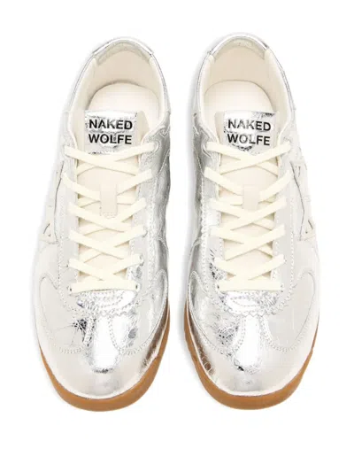 Naked Wolfe Metallic Lace-up Sneakers In Gray