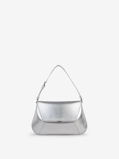 Amina Muaddi Metallic Shoulder Bag In Silver
