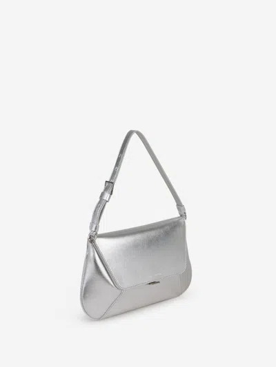 Amina Muaddi Metallic Shoulder Bag In Silver